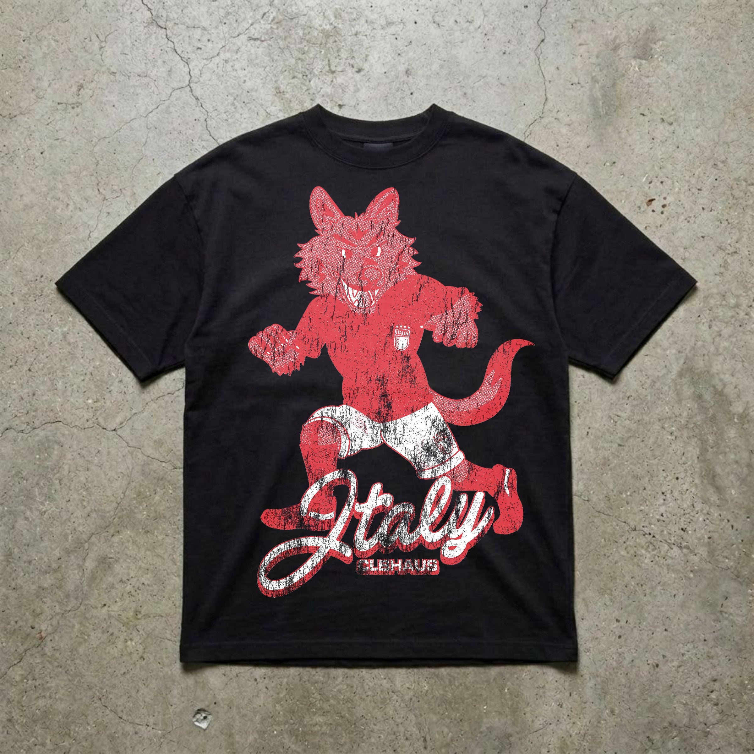 Italian World Cup Vintage Washed Black Tee