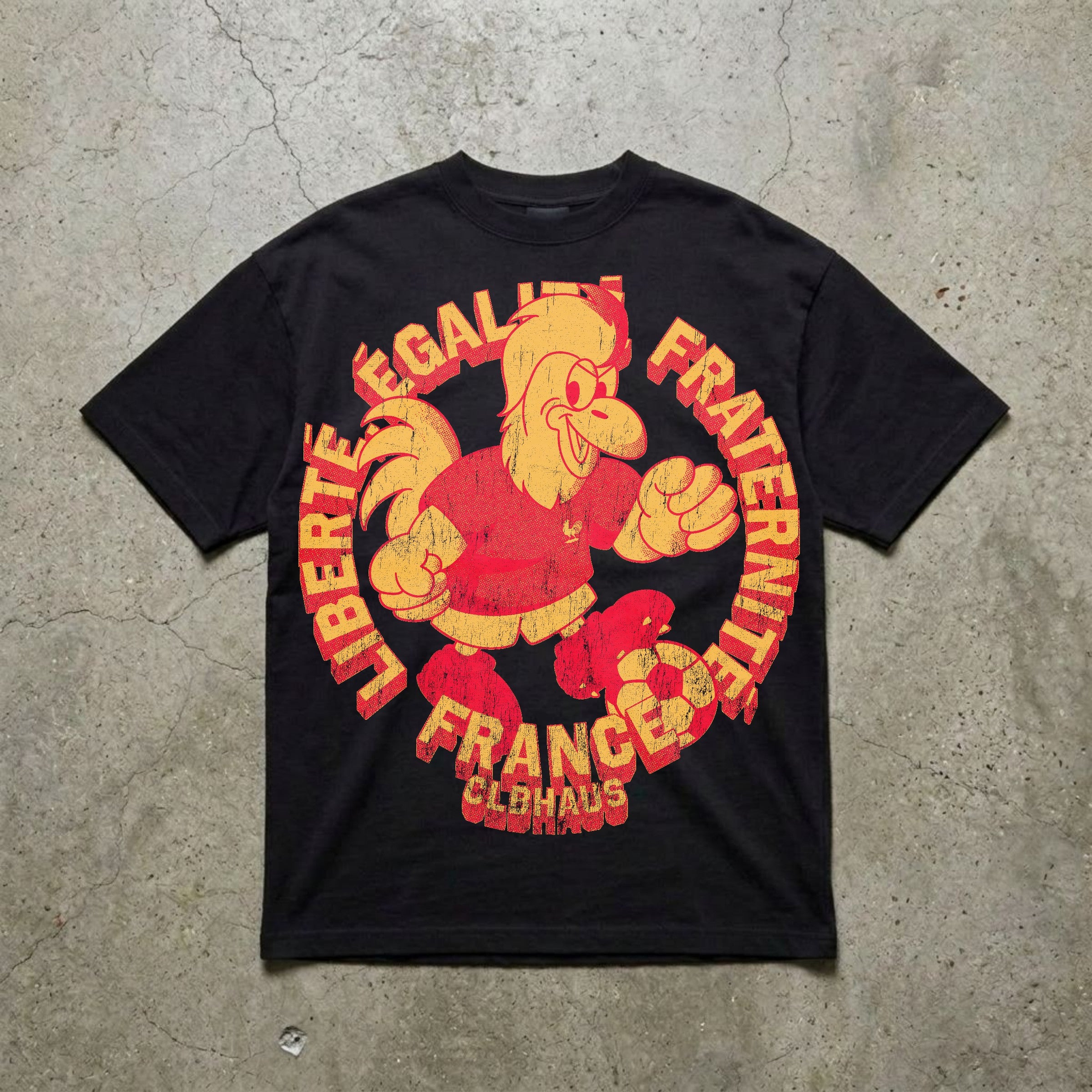 France World Cup Soccer Vintage Washed Black Tee
