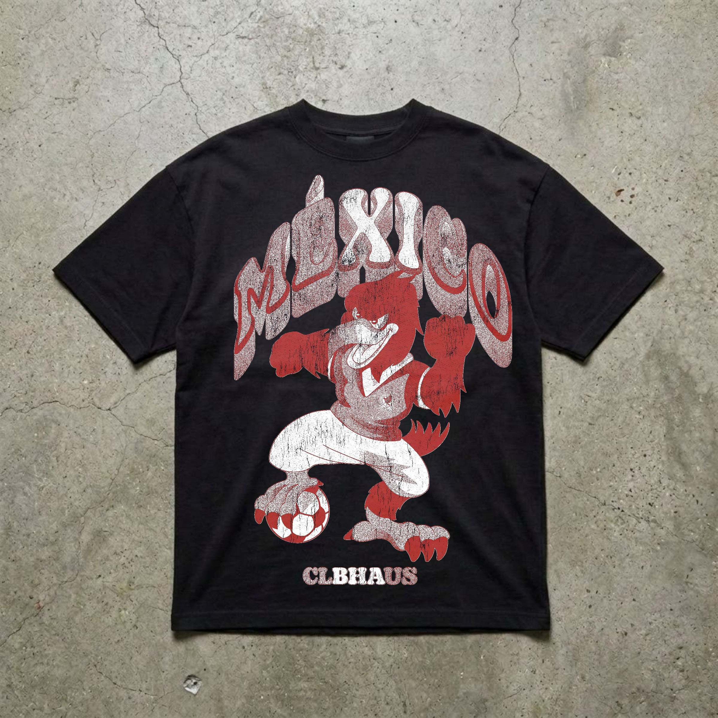Mexico World Cup Soccer Vintage Washed Black Tee